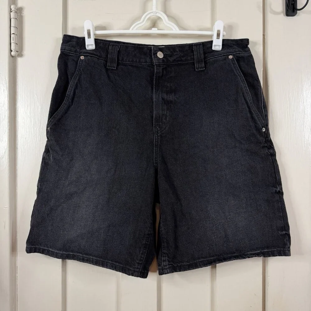 BDG Men's Black Y2K Style Wide Leg Shorts Loose‎ Fit Jean Shorts Size 34 - Picture 2 of 6